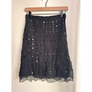 Unavailable - SILKLAND PETITE Black Beaded Sequin Sheer Overlay Skirt Petite